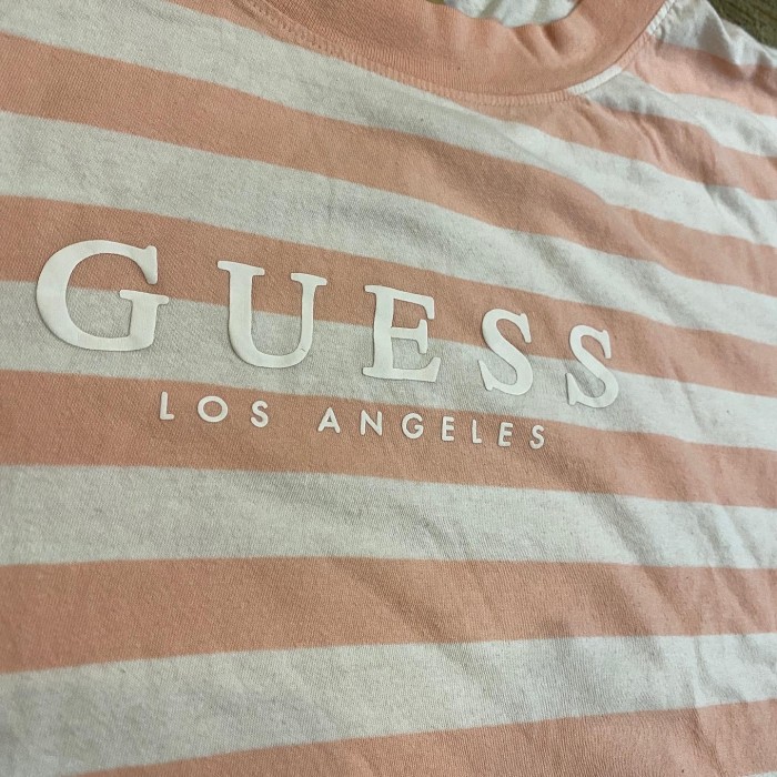 USED ゲス ボーダー Tシャツ ホワイト×ピンク | Vintage.City 빈티지숍, 빈티지 코디 정보