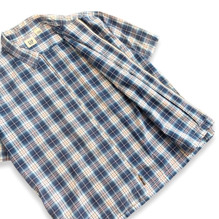 old GAP 90's S/S Zip up Check Shirt | Vintage.City 古着屋、古着コーデ情報を発信