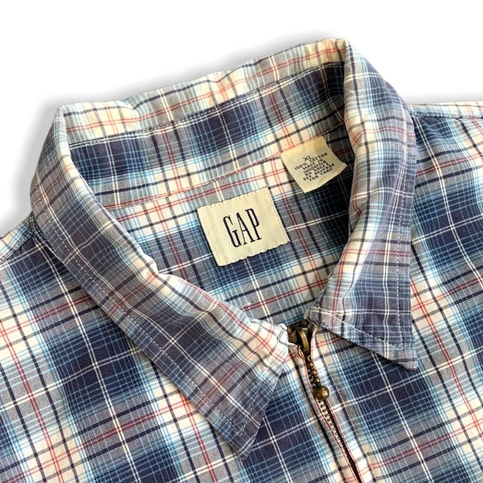 old GAP 90's S/S Zip up Check Shirt | Vintage.City 古着屋、古着コーデ情報を発信