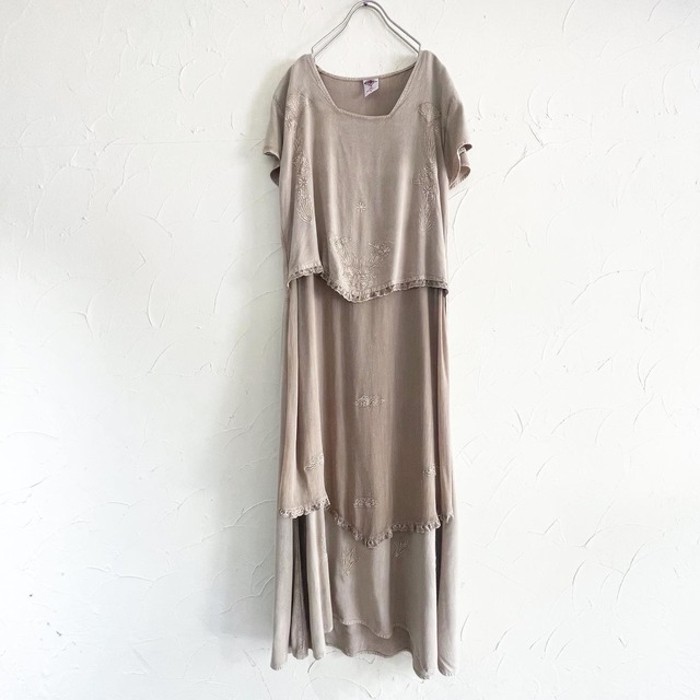 Made in india beige maxi onepiece | Vintage.City 古着屋、古着コーデ情報を発信