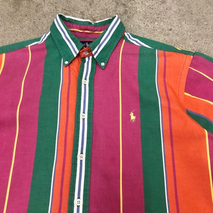90s polo ralph lauren strip BD s/s shirt | Vintage.City ヴィンテージ 古着