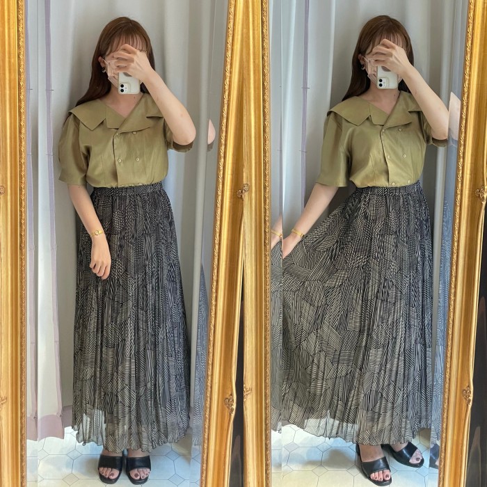 random stripe pattern pleated skirt | Vintage.City 古着屋、古着コーデ情報を発信