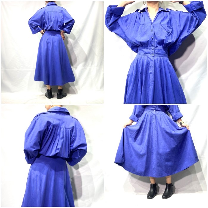 Ultramarine blue shirt onepiece | Vintage.City Vintage Shops, Vintage Fashion Trends