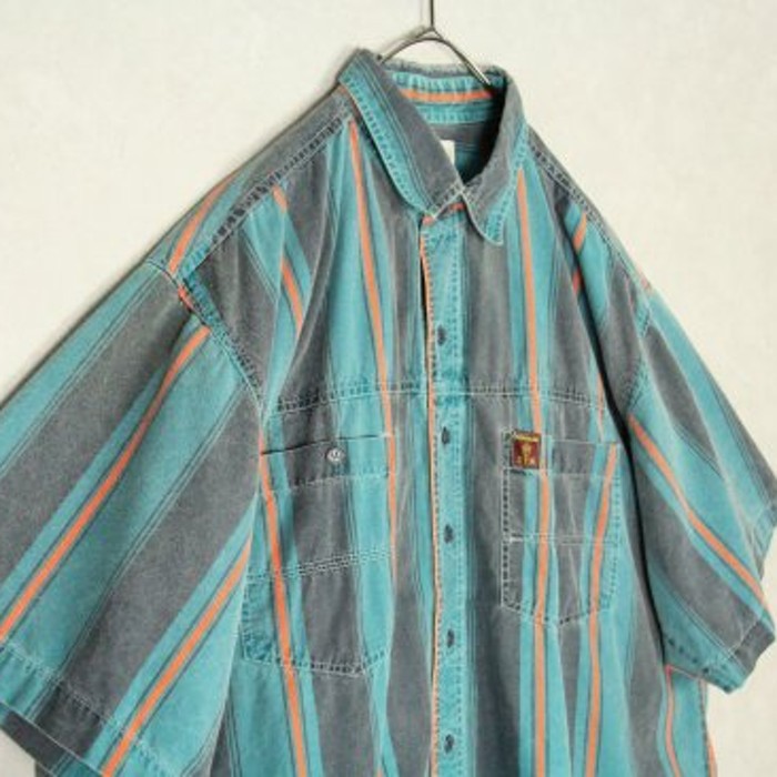 good color stripe double pocket shirt | Vintage.City Vintage Shops, Vintage Fashion Trends