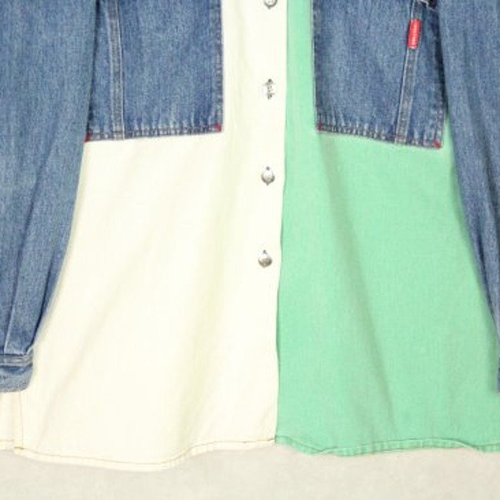 color panel switch denim shirt | Vintage.City 古着屋、古着コーデ情報を発信