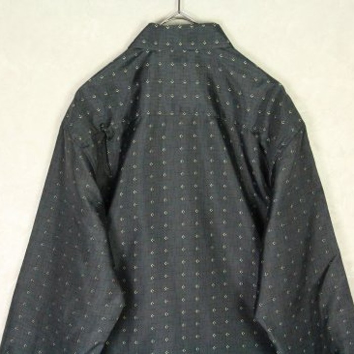 shiny deep navy geometric shirt | Vintage.City 빈티지숍, 빈티지 코디 정보