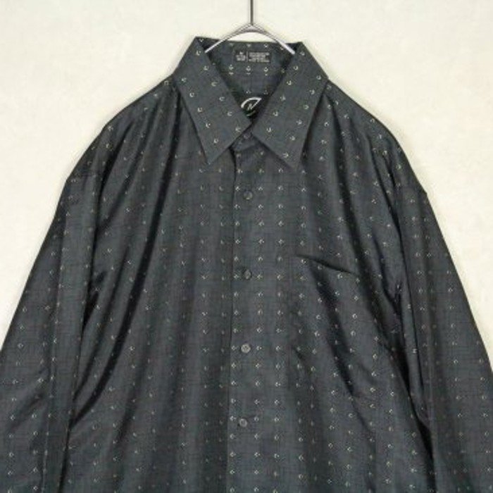 shiny deep navy geometric shirt | Vintage.City 古着屋、古着コーデ情報を発信