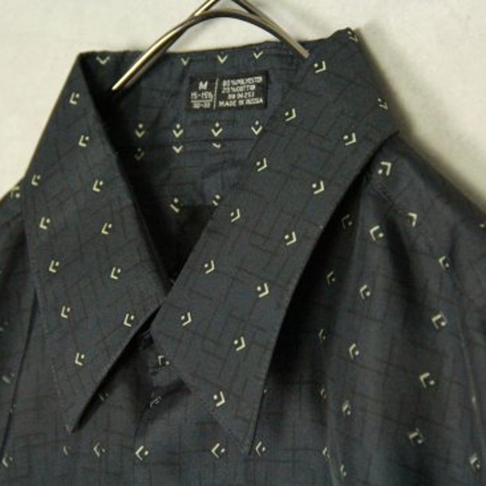 shiny deep navy geometric shirt | Vintage.City Vintage Shops, Vintage Fashion Trends