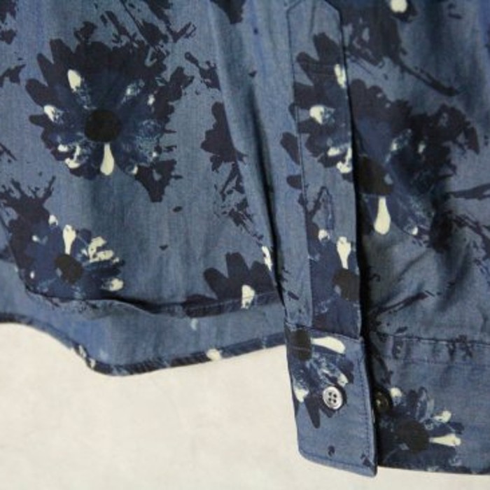 blue tone dirty margaret design shirt | Vintage.City 古着屋、古着コーデ情報を発信