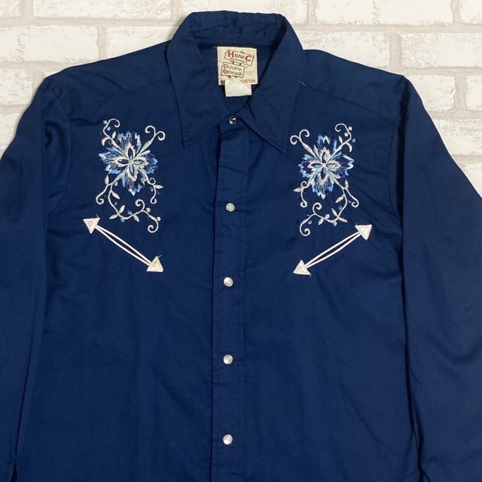 USA製 ELDORADOCOLLECTION 紺色・ネイビー刺繍Yシャツ | Vintage.City 빈티지숍, 빈티지 코디 정보