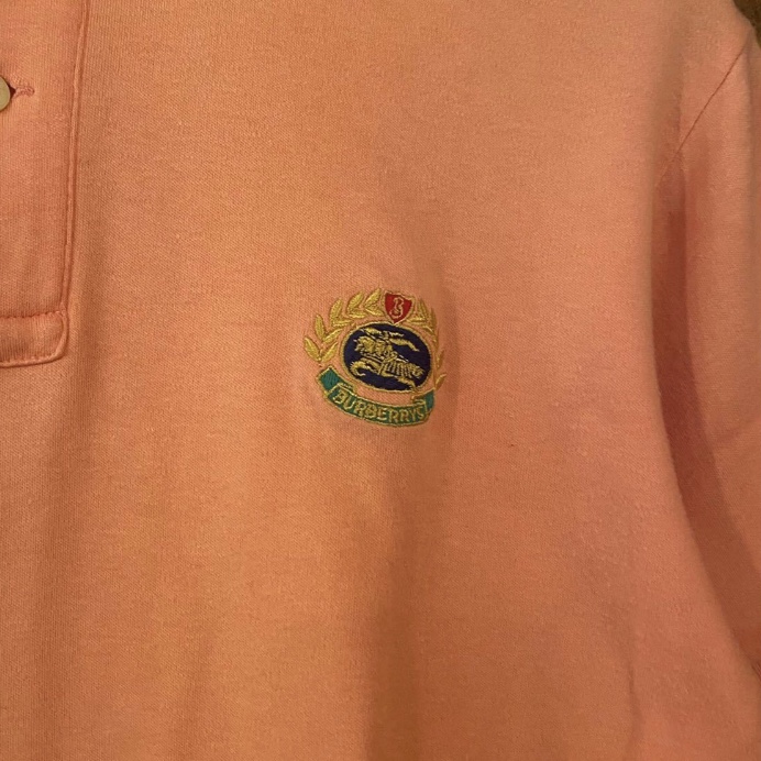 バーバリー 80s 90s ビンテージ ホース刺繍 半袖ポロシャツ S ピンク 