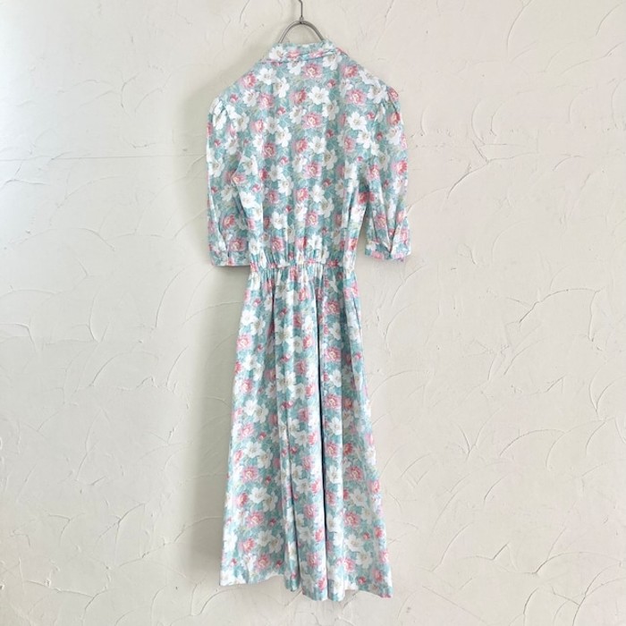 USA ORVIS floral open collar onepiece | Vintage.City 古着屋、古着コーデ情報を発信