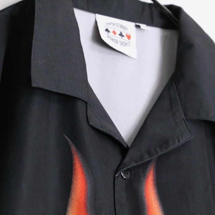 burning spade pattern black loose shirt | Vintage.City Vintage Shops, Vintage Fashion Trends