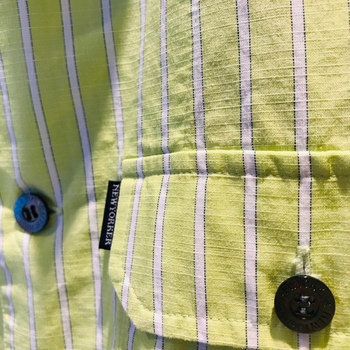 NEW YOKER ニューヨーカー ストライプシャツ シャツジャケット 黄 イエロー メンズ Lサイズ | Vintage.City 古着屋、古着コーデ情報を発信