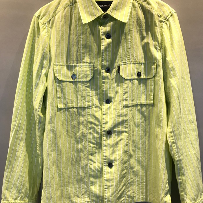 NEW YOKER ニューヨーカー ストライプシャツ シャツジャケット 黄 イエロー メンズ Lサイズ | Vintage.City 古着屋、古着コーデ情報を発信