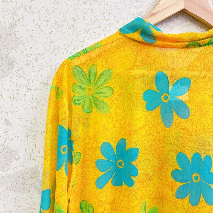 yellow Flower sheer shirt/2167 | Vintage.City 빈티지숍, 빈티지 코디 정보