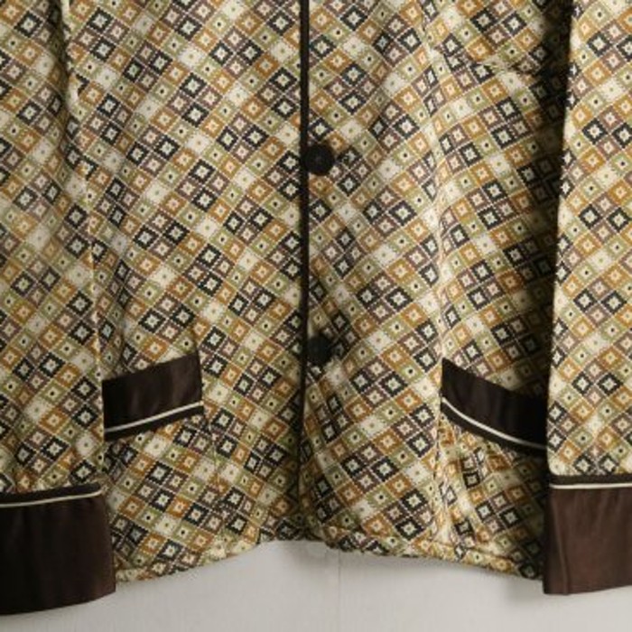 Shawl collar diamond shape pattern shirt | Vintage.City ヴィンテージ 古着