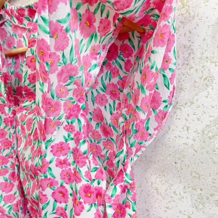 pink Flower frill blouse/2168 | Vintage.City 古着屋、古着コーデ情報を発信