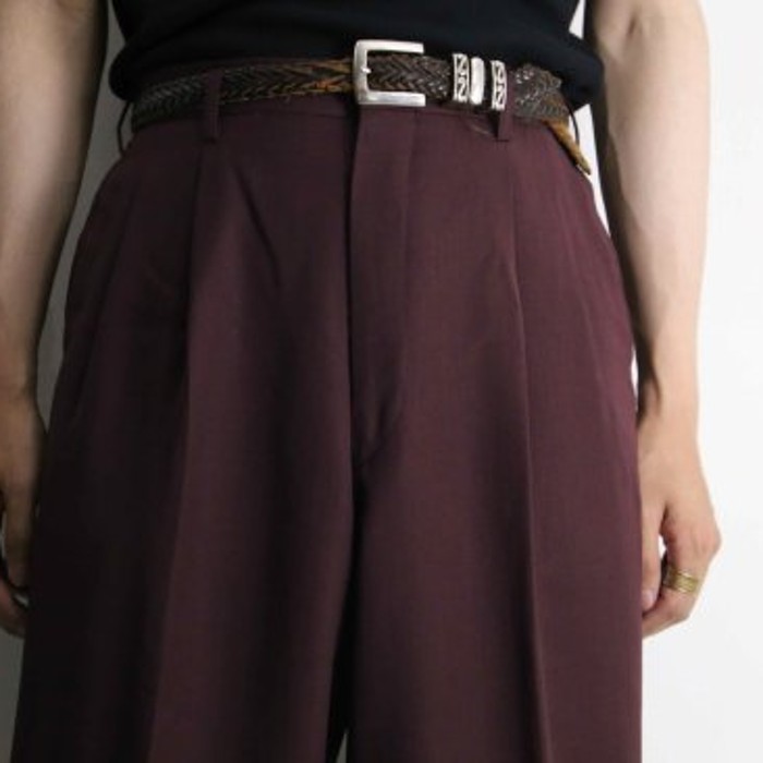 bordeaux color 2tuck wide tapered slacks | Vintage.City ヴィンテージ 古着