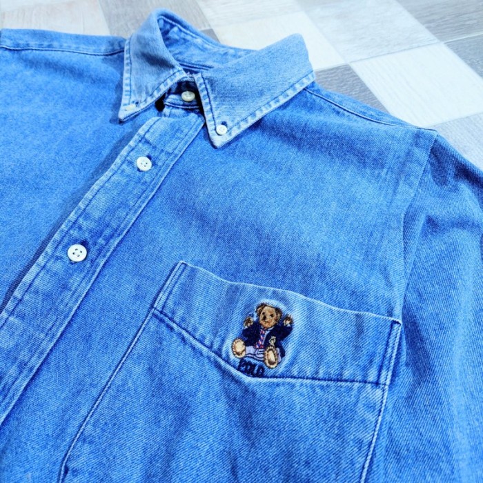 90’s RALPH LAUREN ポロベア 刺繍 デニム シャツ  リメイク | Vintage.City 古着屋、古着コーデ情報を発信