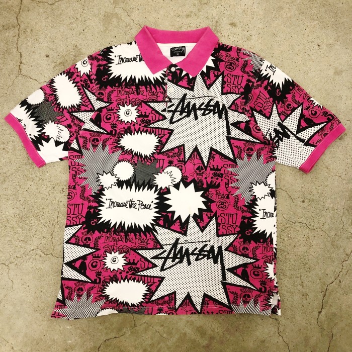 STUSSY/Multi print polo shirt/XL/総柄ポロシャツ | Vintage.City 빈티지숍, 빈티지 코디 정보