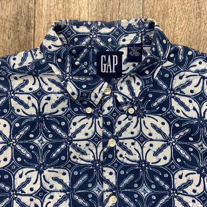 90'S GAP 旧タグ コットン 半袖 BDシャツ インディゴ/ホワイト | Vintage.City 古着屋、古着コーデ情報を発信