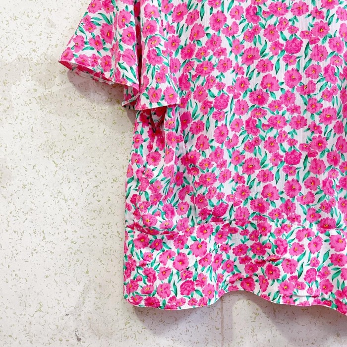 pink Flower frill blouse/2168 | Vintage.City 古着屋、古着コーデ情報を発信