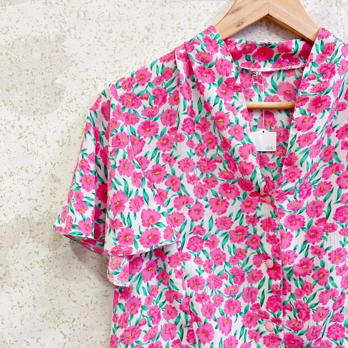 pink Flower frill blouse/2168 | Vintage.City Vintage Shops, Vintage Fashion Trends