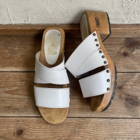 Brazil white belt wood sole sandals | Vintage.City ヴィンテージ 古着
