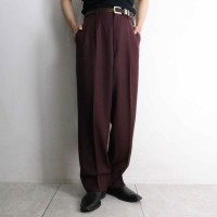 bordeaux color 2tuck wide tapered slacks | Vintage.City 古着屋、古着コーデ情報を発信