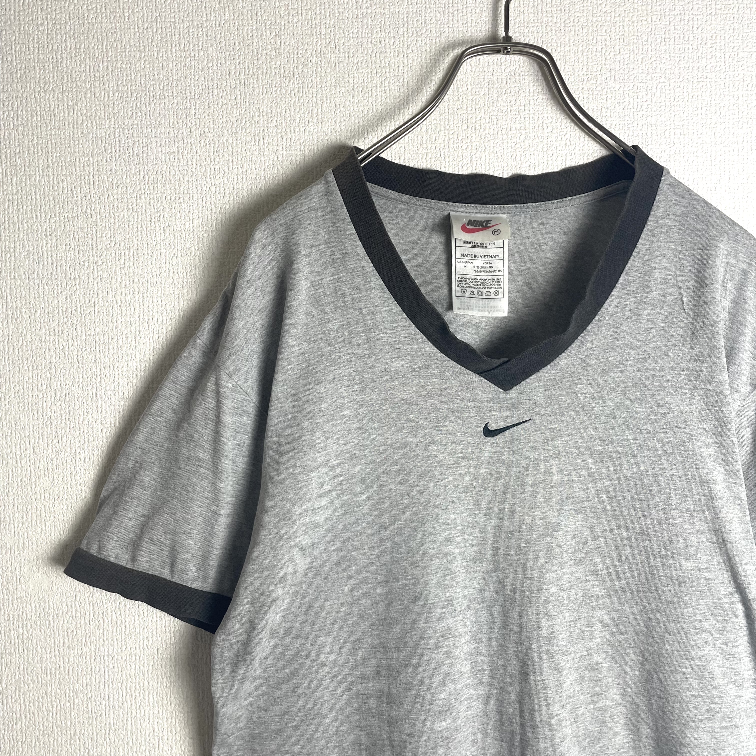 銀タグ NIKE リンガーTシャツ センターロゴ 90s グレー ナイキ | Vintage.City