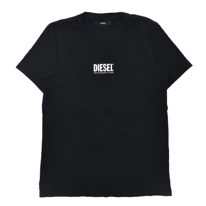 DIESEL フロントロゴプリントTシャツ S ブラック コットン