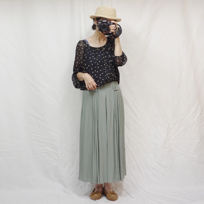 くすみグリーンのマキシスカート | Vintage.City 古着屋、古着コーデ情報を発信