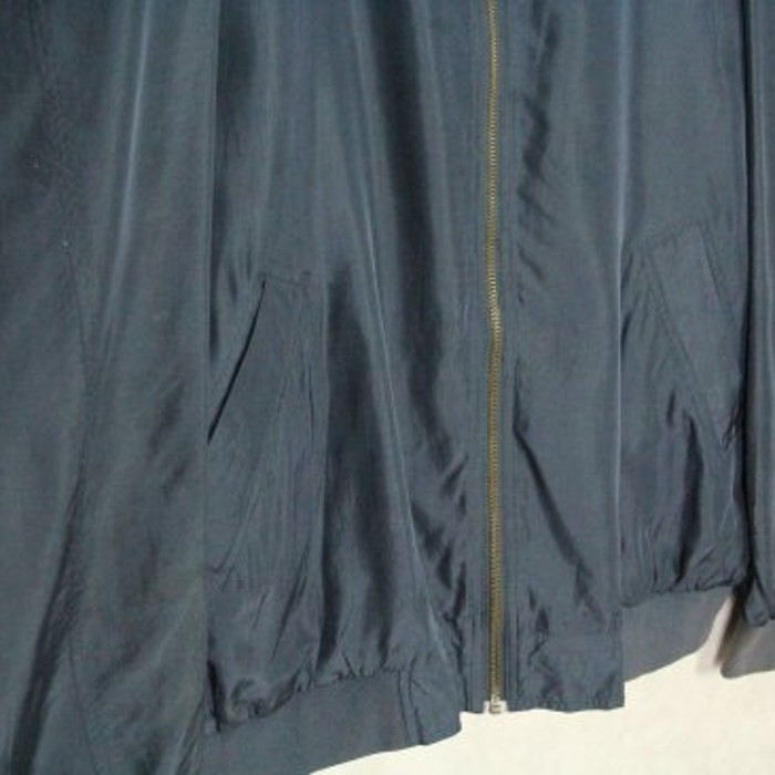 dark navy loose silhouette silk blouson | Vintage.City 빈티지숍, 빈티지 코디 정보