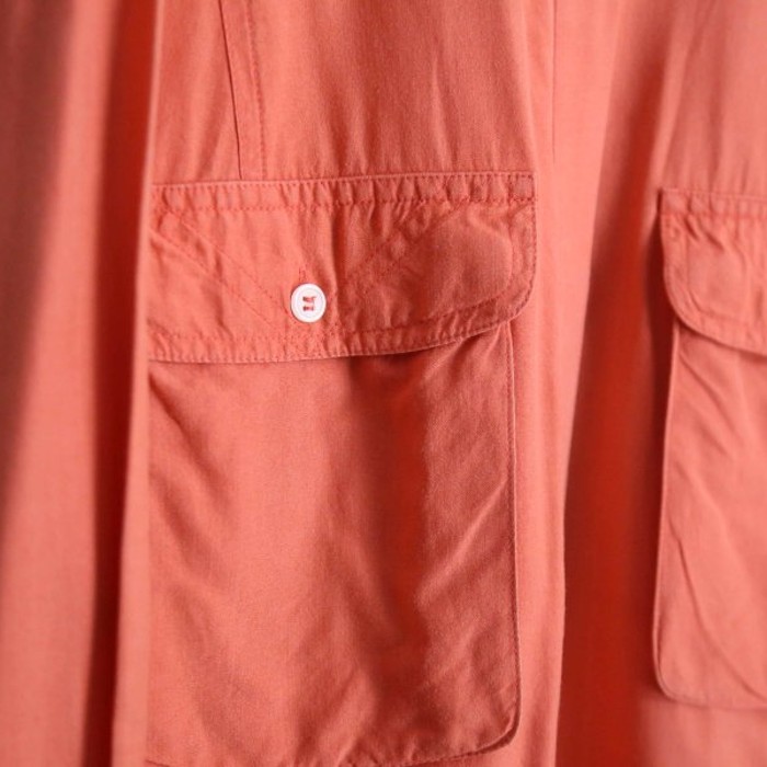 salmon pink both chest pockets shirt | Vintage.City 古着屋、古着コーデ情報を発信