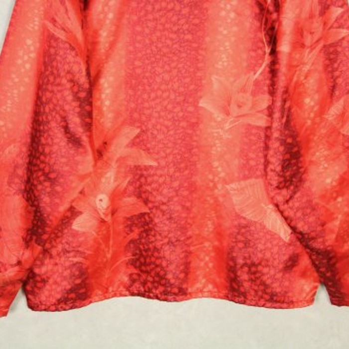 shiny red botanical pajama shirt | Vintage.City ヴィンテージ 古着