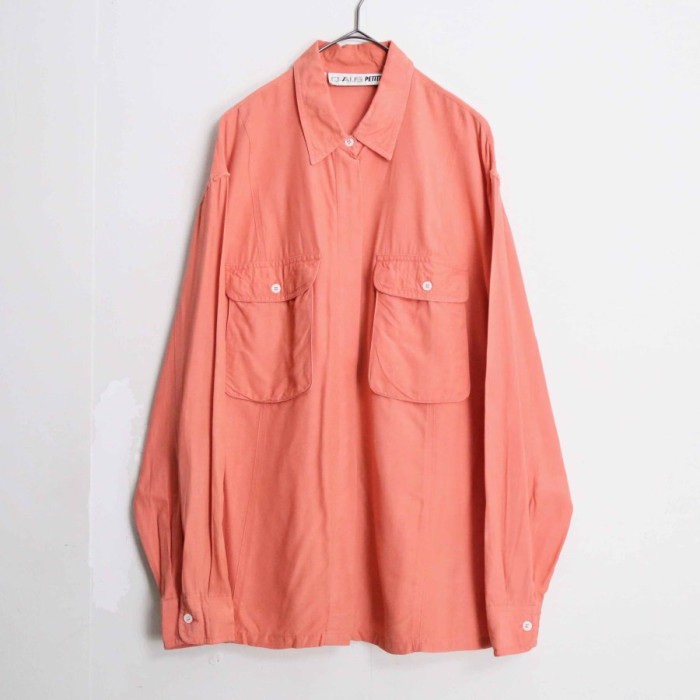 salmon pink both chest pockets shirt | Vintage.City 빈티지숍, 빈티지 코디 정보