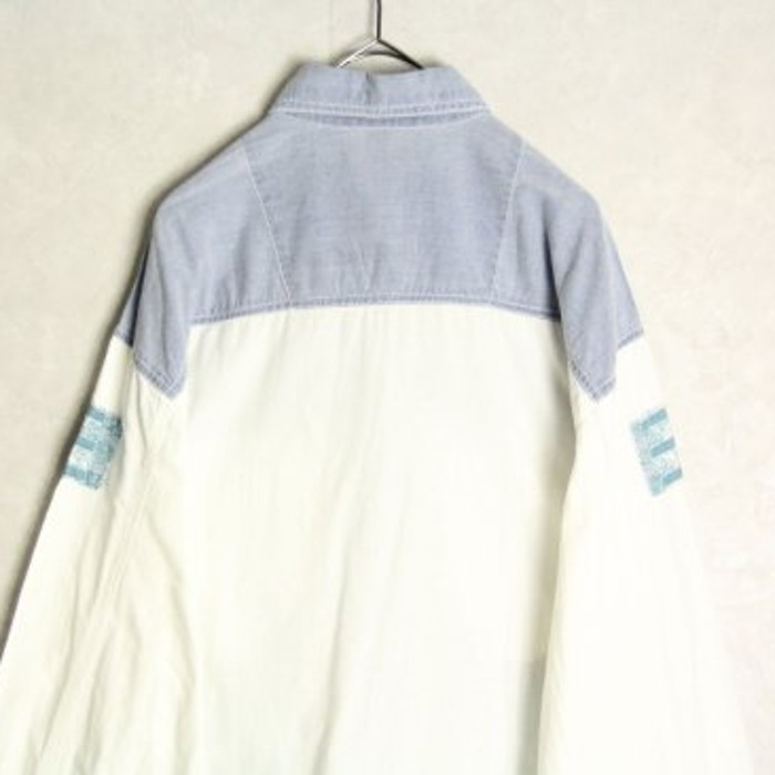 strut print pattern bicolor shirt | Vintage.City 古着屋、古着コーデ情報を発信