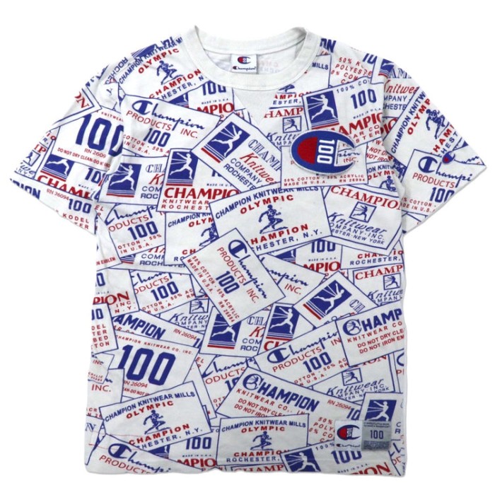 CHAMPION 総柄Tシャツ スクリプトロゴ 100周年記念モデル | Vintage.City 古着屋、古着コーデ情報を発信