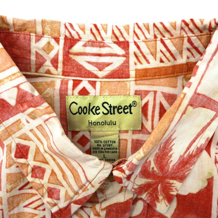 COOKE STREET アロハシャツ L オレンジ コットン ハイビスカス | Vintage.City 古着屋、古着コーデ情報を発信