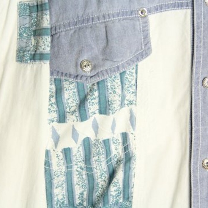 strut print pattern bicolor shirt | Vintage.City 古着屋、古着コーデ情報を発信