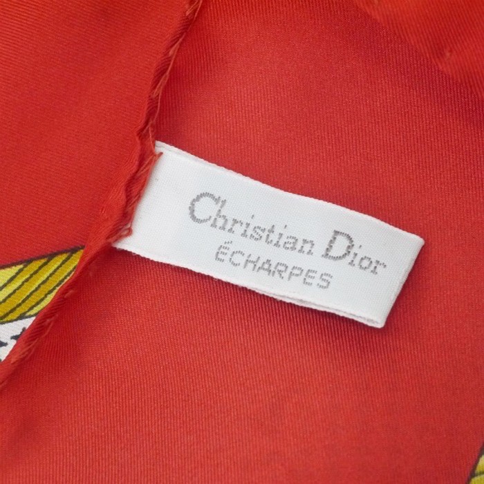 Dior Vintage 千鳥格子 ロゴ 宝石 大判シルクスカーフ（赤系） | Vintage.City 古着屋、古着コーデ情報を発信
