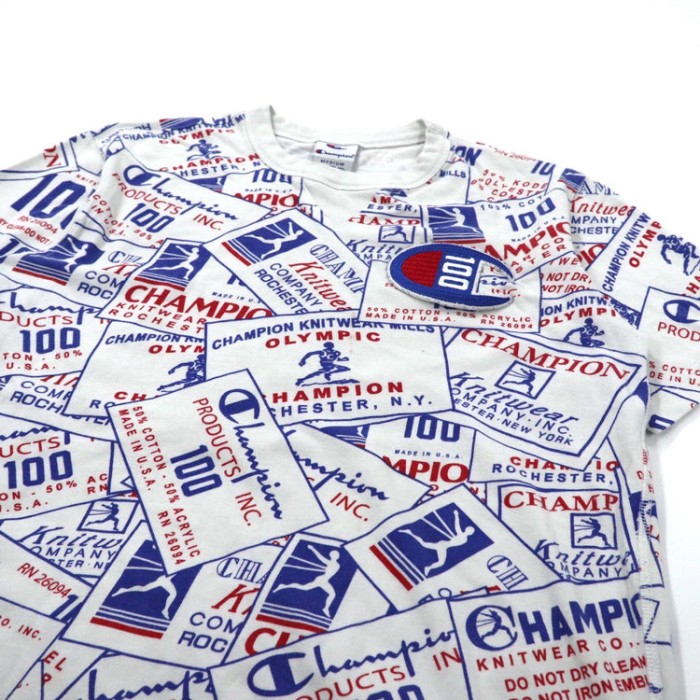 CHAMPION 総柄Tシャツ スクリプトロゴ 100周年記念モデル | Vintage.City 古着屋、古着コーデ情報を発信