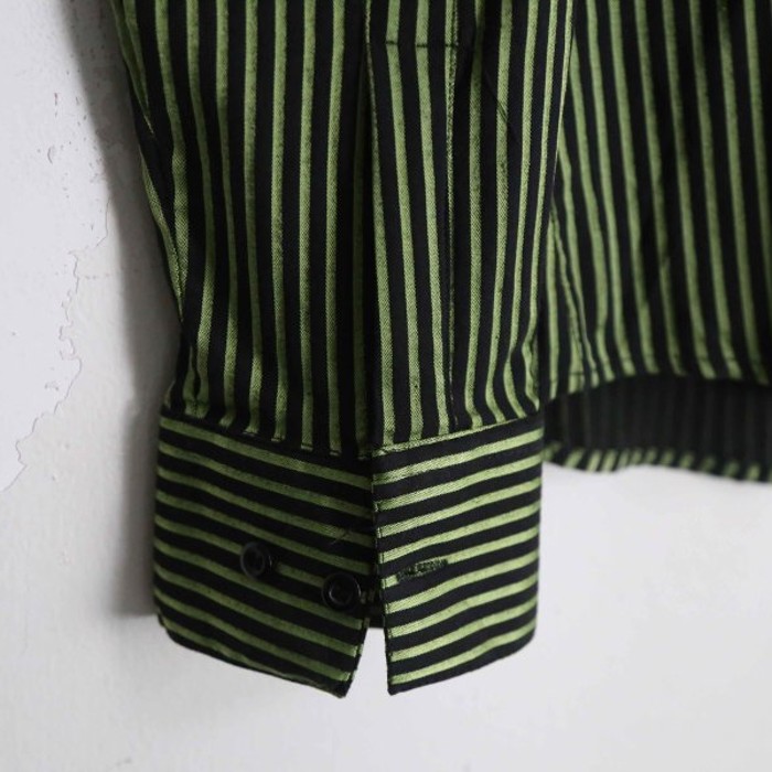 "D&G" green × black stripe shirt | Vintage.City 古着屋、古着コーデ情報を発信