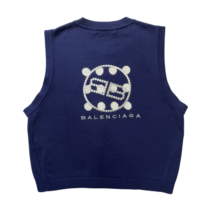 Balenciaga Back Logo Knit Vest Navy | Vintage.City 古着屋、古着コーデ情報を発信