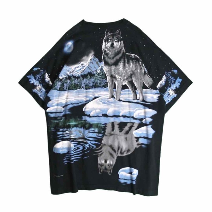 90's double side big wolf print tee | Vintage.City 古着屋、古着コーデ情報を発信