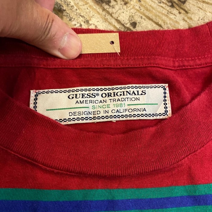 USED ゲス ロゴ刺繍 ボーダー Tシャツ | Vintage.City 古着屋、古着コーデ情報を発信