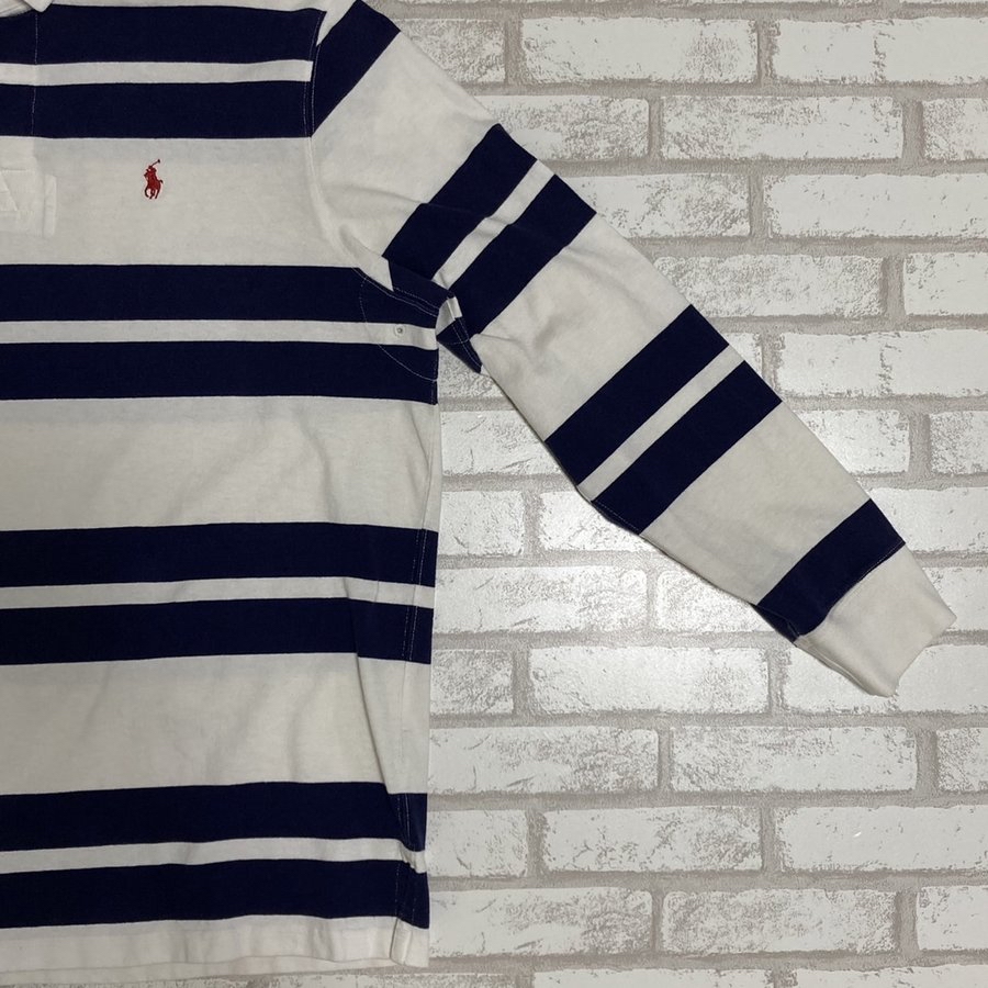 POLO RALPH LAUREN紺×白ボーダーラガーシャツ Lサイズ 100％ | Vintage 