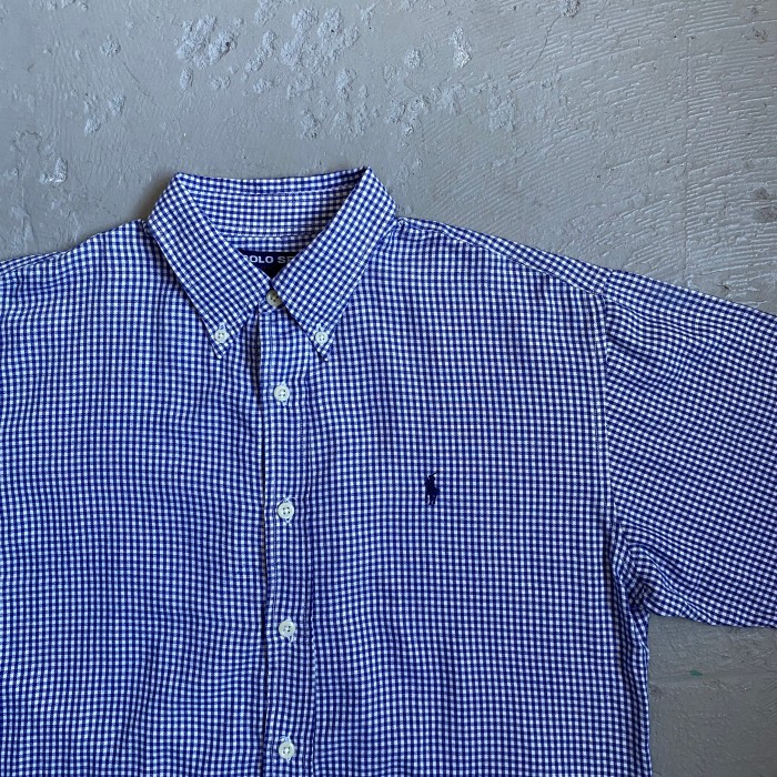 90s ポロスポーツラルフローレン チェックシャツ M ブルー | Vintage.City 古着屋、古着コーデ情報を発信
