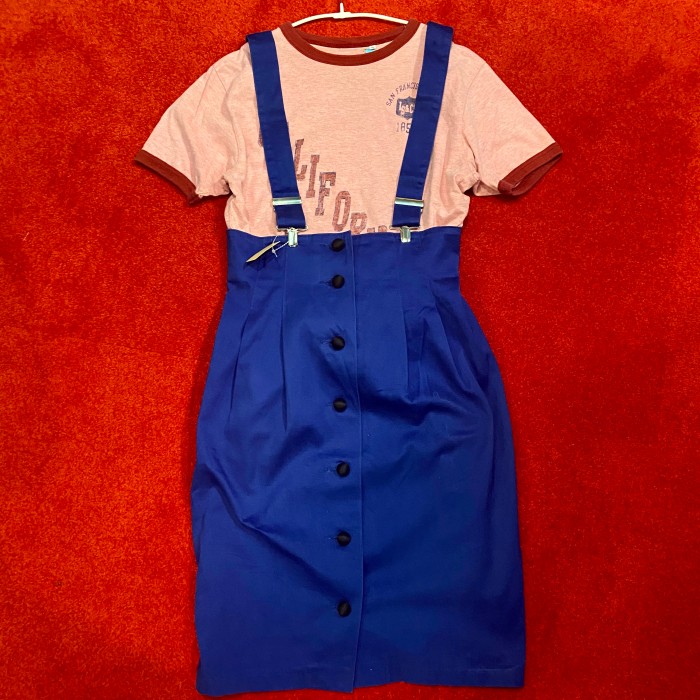 used うしろリボンサロペットスカート 青 2000年代 | Vintage.City 빈티지숍, 빈티지 코디 정보